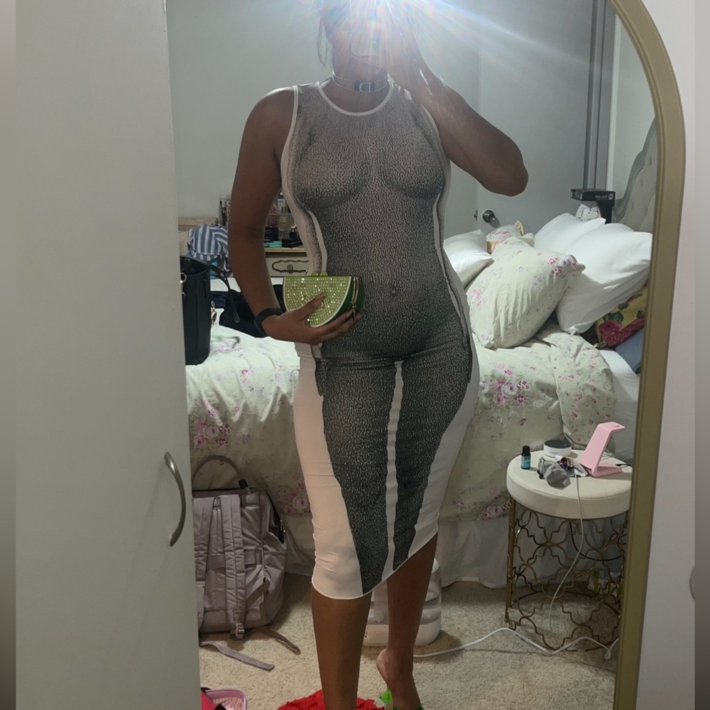 Black and White Naked Bodycon Dress Size Medium